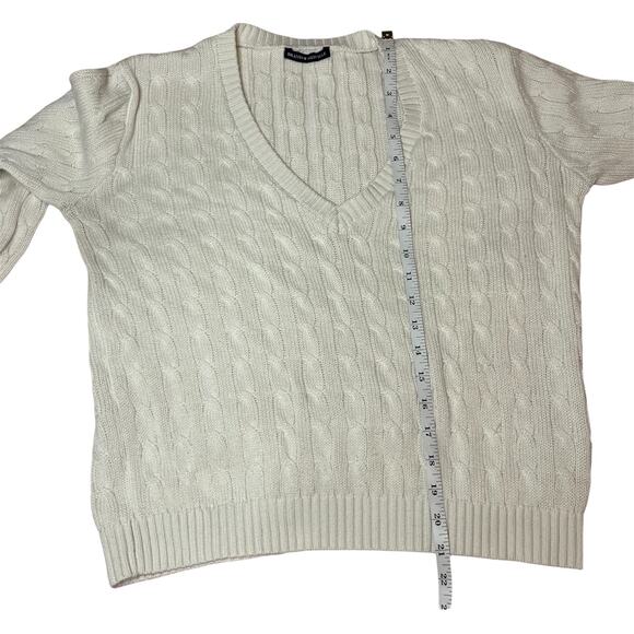 Brandy Melville Cream Cable Knit V-Neck Sweater Soft Cozy Classic Knitwear Baisc - Picture 9 of 9